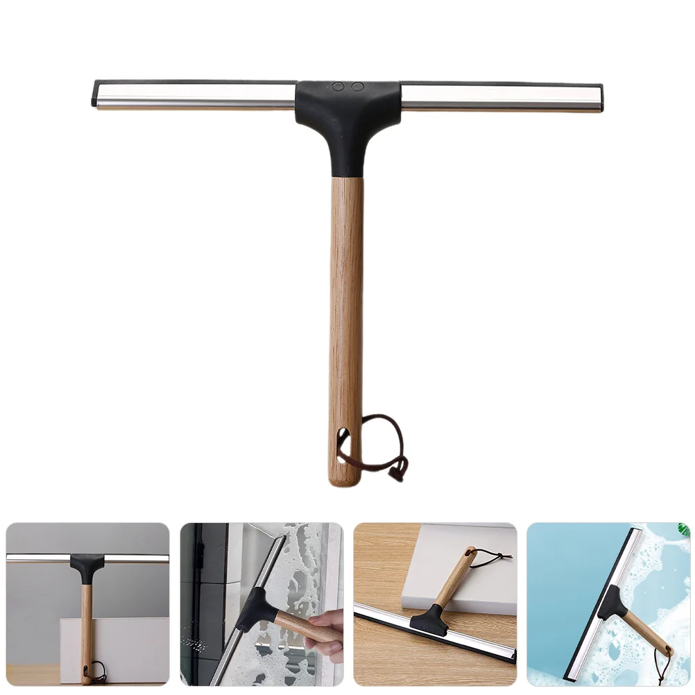 

Window Scraper Wooden Handle Glass Wiper Shower Door Stainless Steel Cleaner Tool