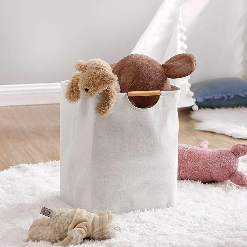 Foldable Laundry Hamper Basket Handbags Shopping Utility Tote Bag for storage or travel Off White