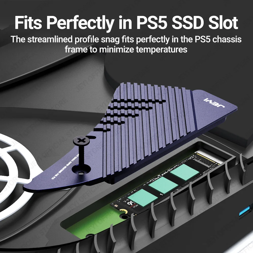 JEYI PS5 M.2 SSD 방열판, Playstation 5 PCIe 4.0 M.2 NVMe용 대면적 솔리드 알루미늄 쿨러 방열 열 패드