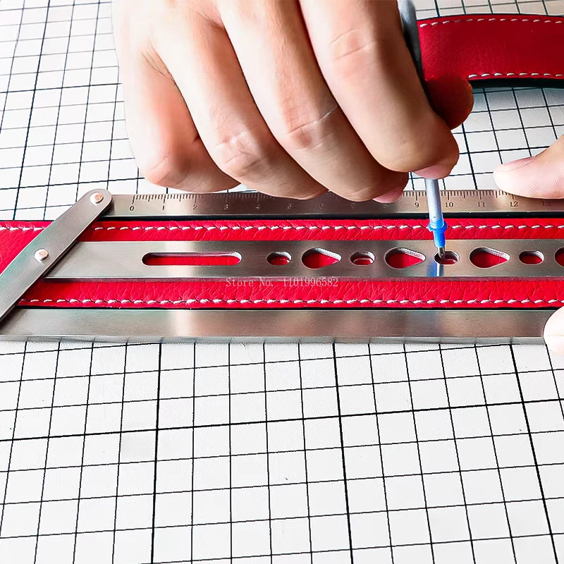 18-48mm Adjustable Belt Parallel Center Line Positioning Template DIY Leather Belt/watch Band Center Punch Positioning Ruler