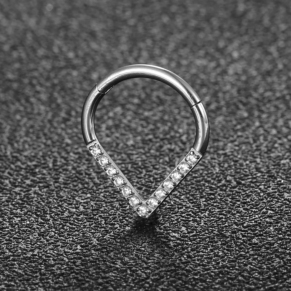 Heart Hinged Nose Ring Hoop Teardrop Septum Hoop Conch Daith Helix Ring Hoops Rook Tragus Lip Cartilage Earrings