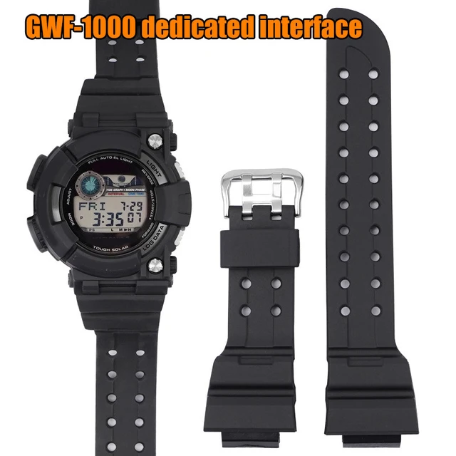 Black Rubber Strap for Casio G-SHOCK GWF-1000 FROGMAN Series Watch Band Men  Replacement Silicone Sport Waterproof Wrist Bracelet