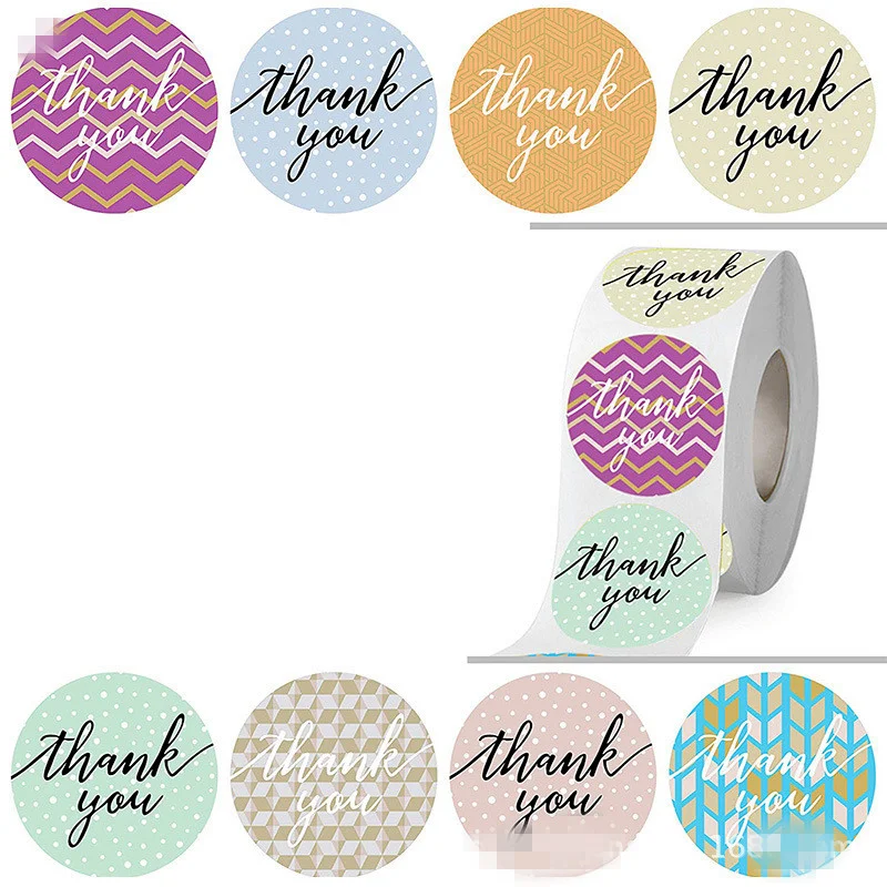 

500pcs Thank You Label Stickers for Envelope Decora DIY Seal Package Gift Box Stickers Art Designs Sealing Stationery Sticker
