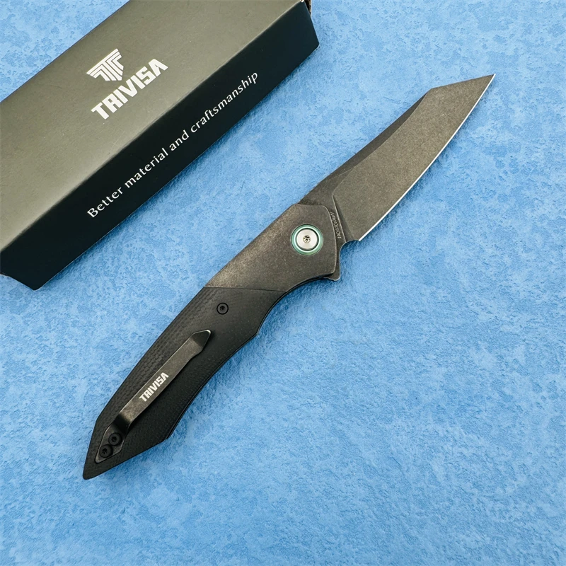 TRIVISA Vul-03 Folding knives G10+TC4 Handle 10Cr15CoMoV 2