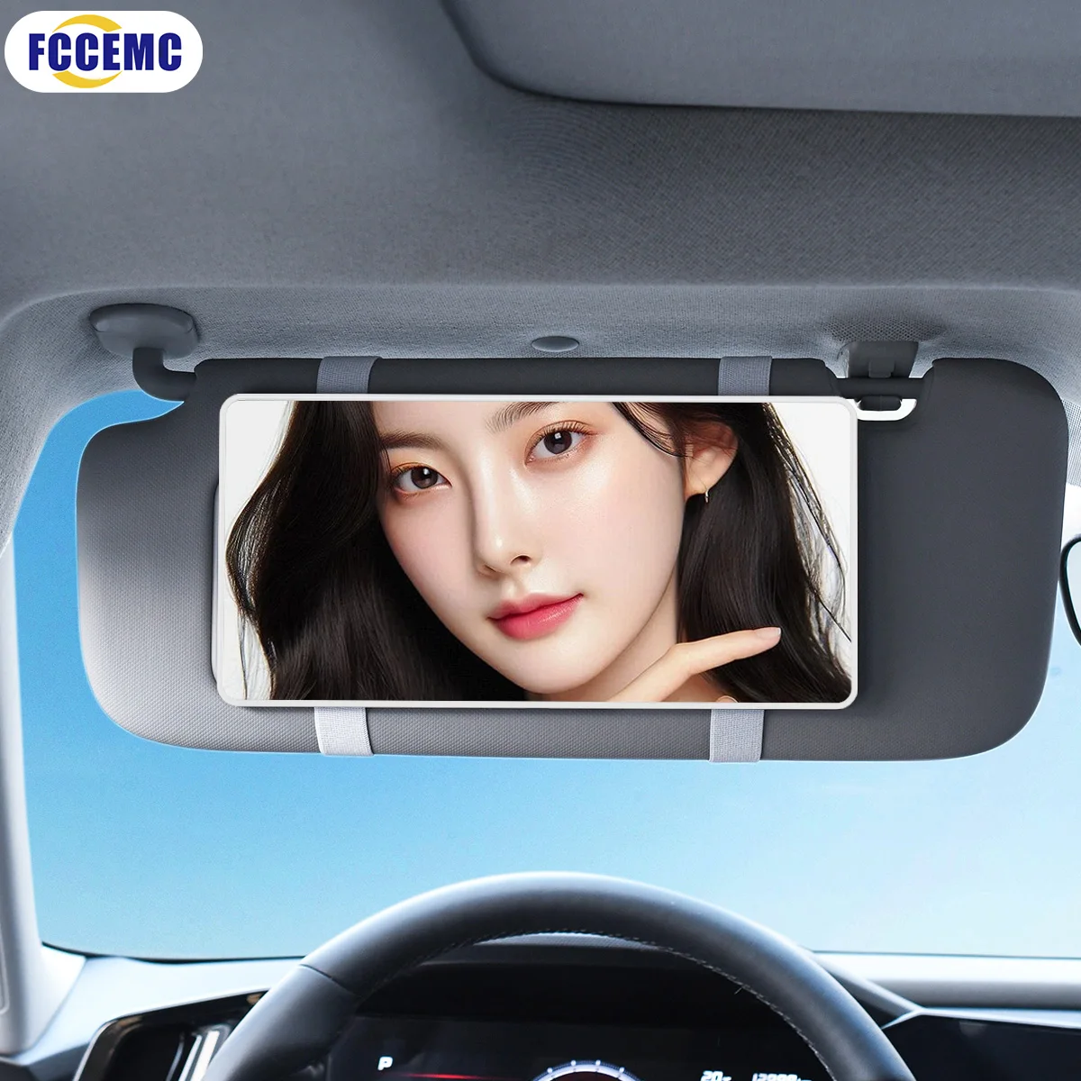 Portable Car Sun Visor Plate HD Makeup Mirror for Girls Women Strap Installation No Light Mirror Auto Interior Accessories makeup mirror car mirror