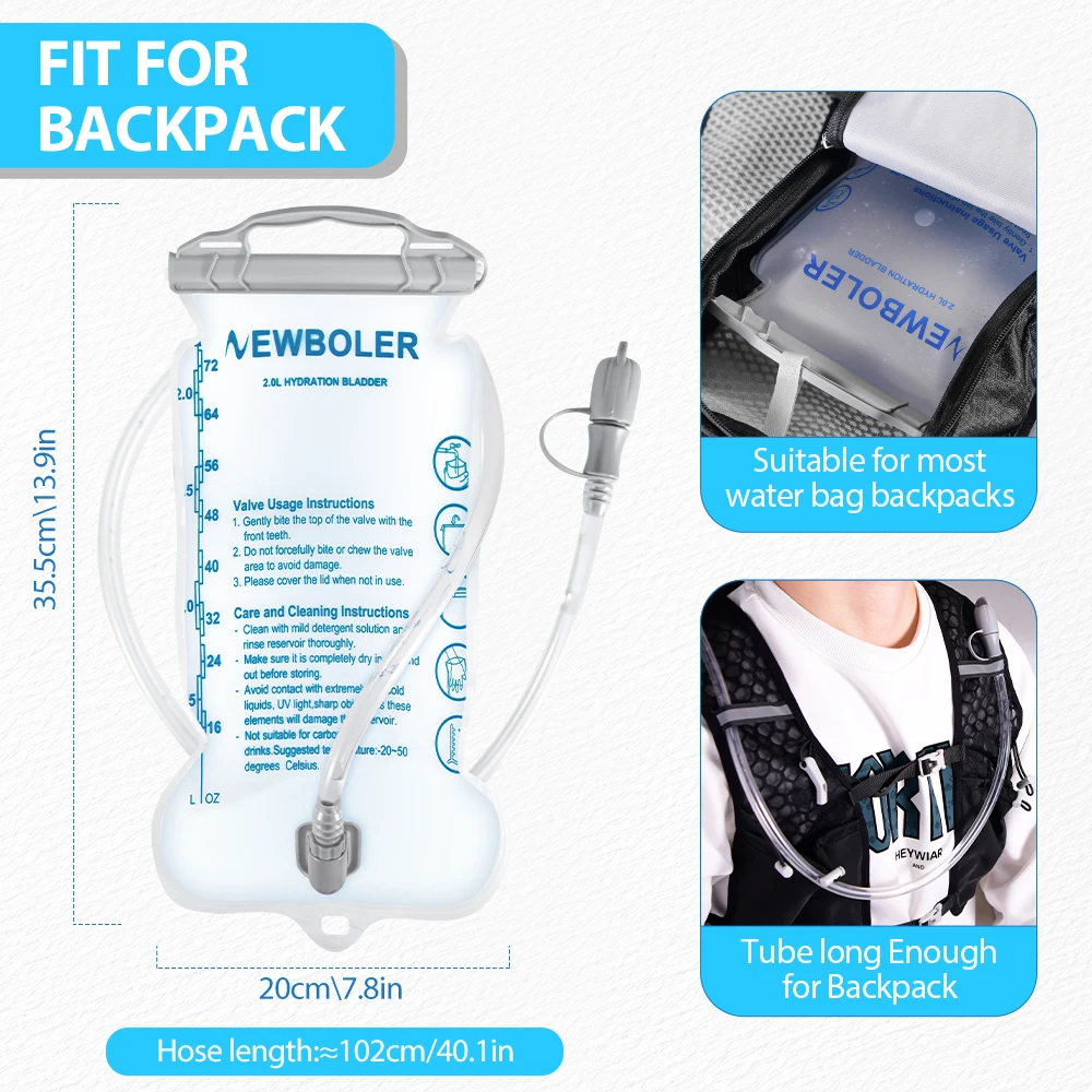 Wasserblase, Wasserreservoir, Trinkrucksack, Aufbewahrungstasche, BPA-frei, 1/1,5/2/3 l, Wasser-Aufbewahrungstasche für Bergsteigen und Wandern – Detail 15
