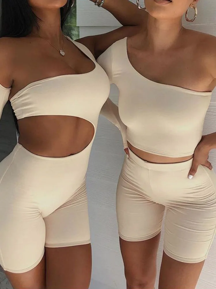 

2023 New European Style Spring And Summer New Women's Long-Sleeved Hanging Neck Tight Hollow Out Sexy Thin Sports Jumpsuit