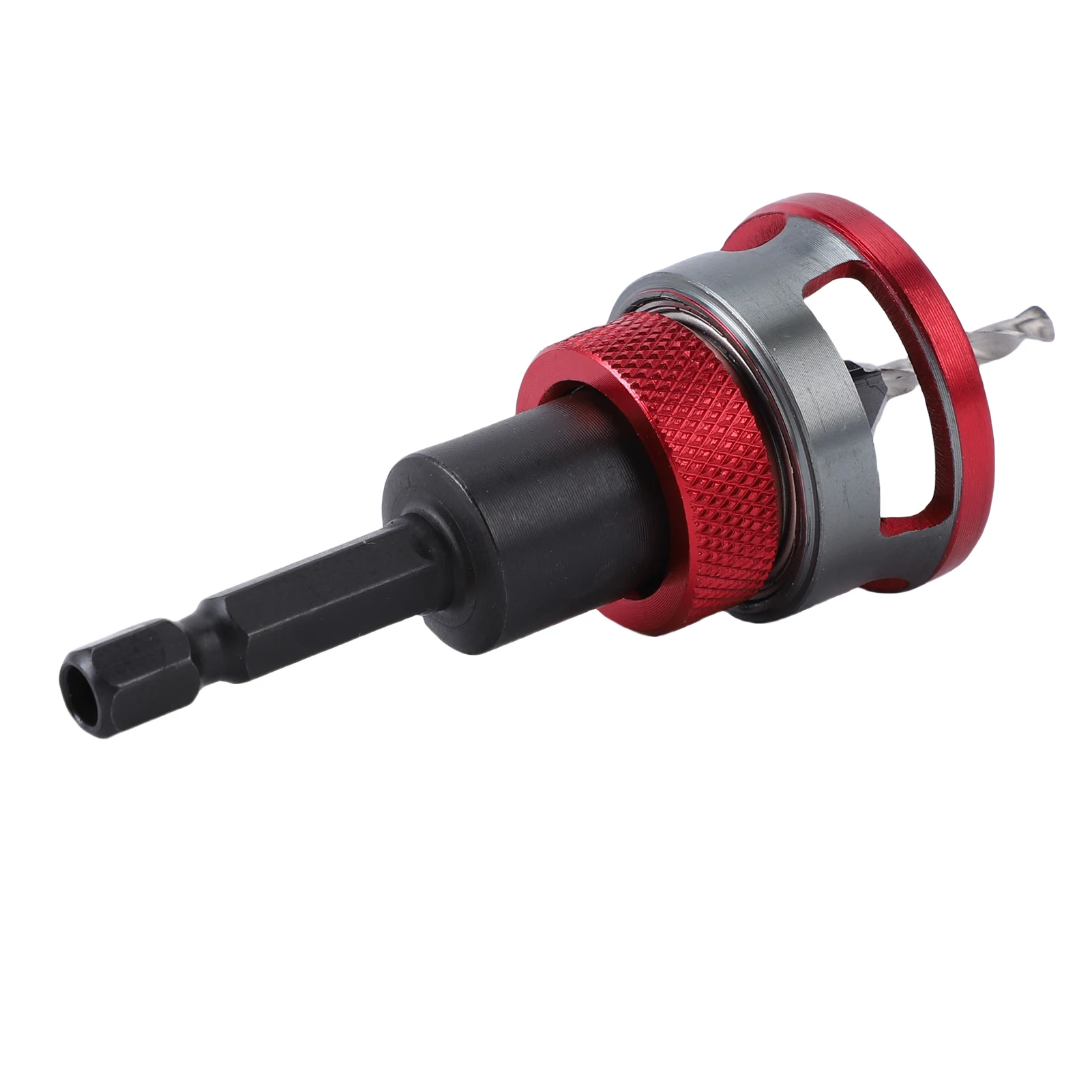 4 Blades Countersink Bit with Wood Contacting Limit Function Adjustable Depth Countersink Drill Set for Hiding Screws Red