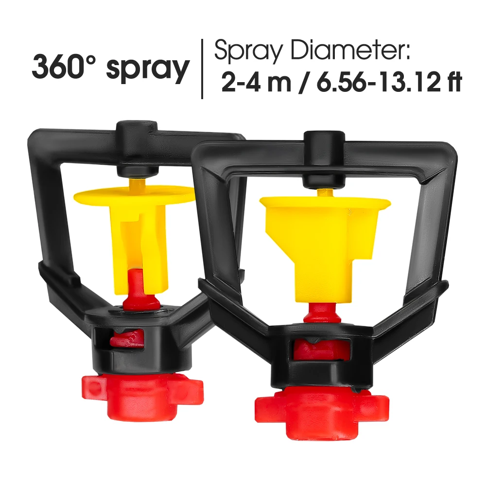 10PC Garden Irrigation Micro Sprinklers on 20cm Stake Support 360° Refraction Misting Spray Greenhouse Agriculture Watering Tool