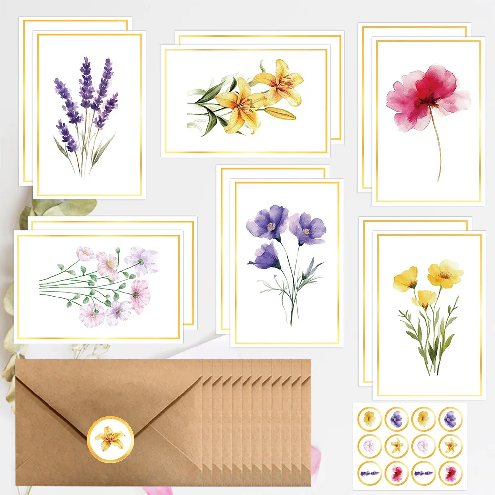 Elegant Gold Foil Greeting Card Set with Envelopes - Versatile