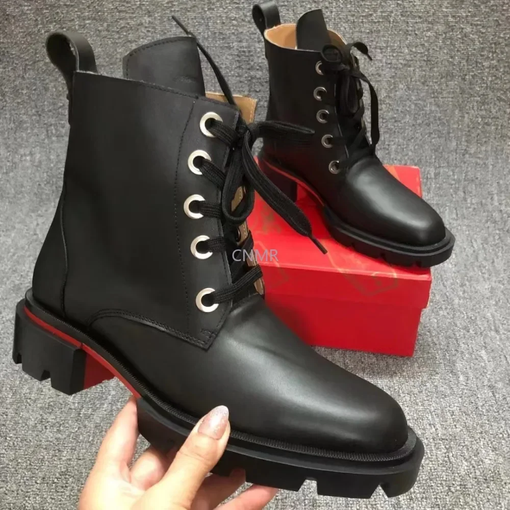 

Роскошная мужская обувь, короткие Ботинки Martin, кожаные ботинки, красная обувь на подошве, высокие спортивные ботинки для пар