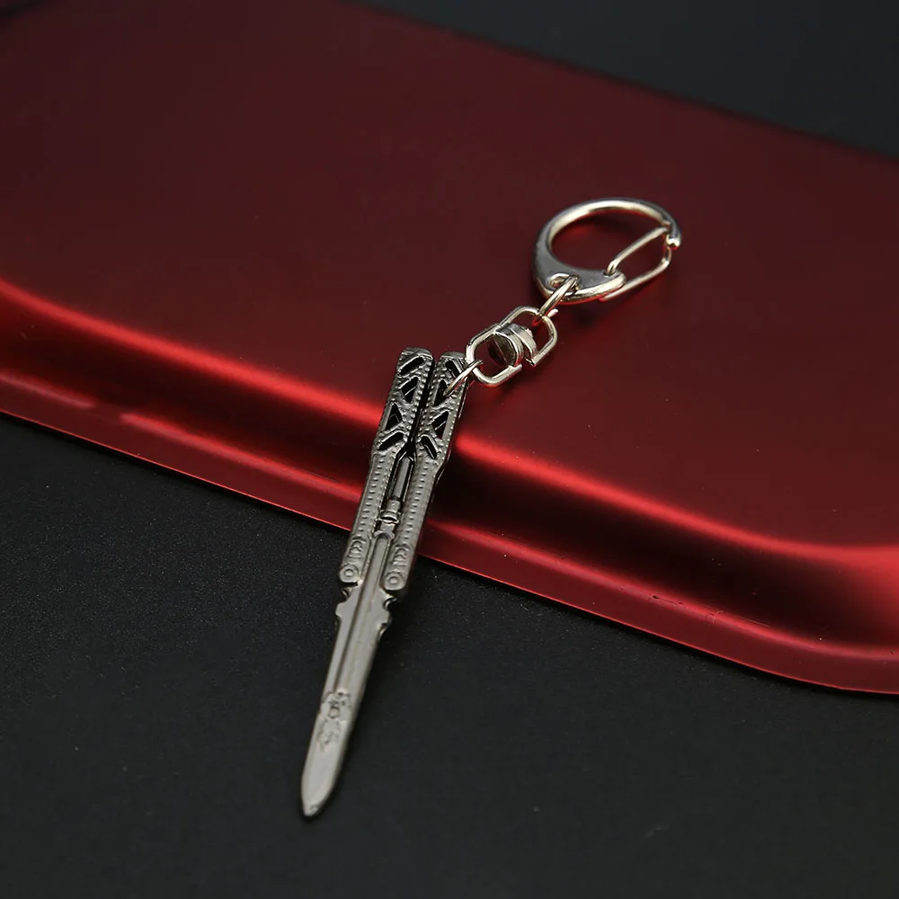 Game APEX Legends Butterfly Keychain Evil Spirit Blade Alloy Sword Weapon Model Octane Heirloom Kunai Metal Pendant Keyring Car