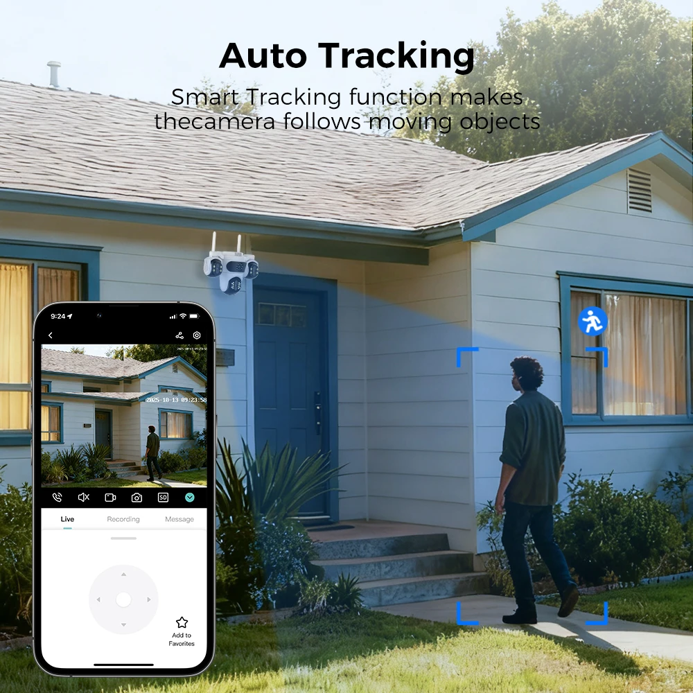 Hiseeu IP Camera Three Lens 4x Zoom WiFi PTZ Camera Outdoor Waterproof 3MP Auto Tracking CCTV Security Surveillance Cam iCsee 4