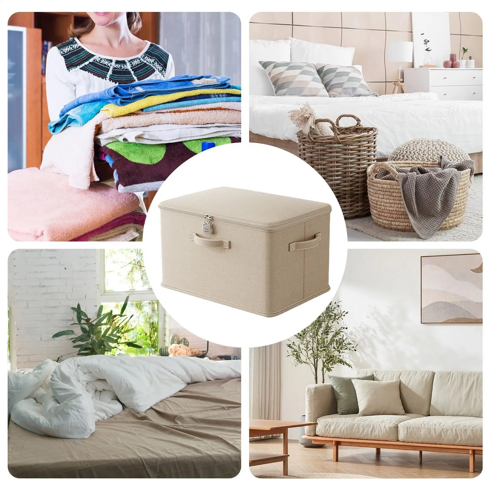 Lockable Storage Box Used for Organizing Jeans Clothes Blankets Toys in Wardrobes Foldable Password Storage Box Storage Cabinets - 2