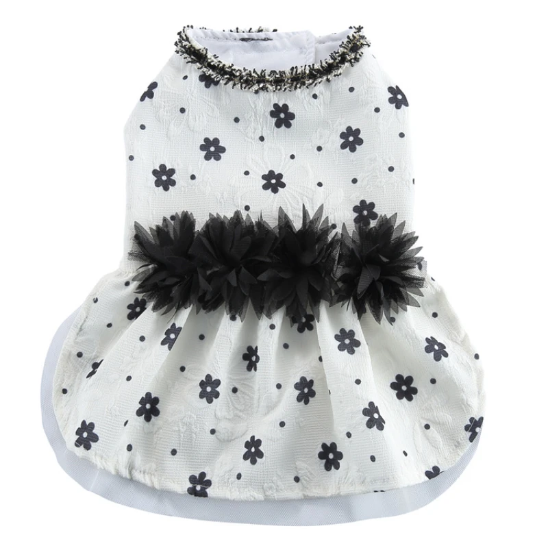 

2024 Puppy Summer Clothes Fashionable Printed Polka Dot Princess Style Pet Dress Cute Patchwork Cat Wedding Dresses Dog Clothes