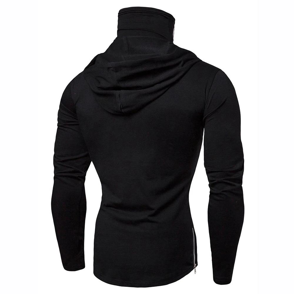 Fabrik Direkt verkauf einfarbig Sport Freizeit Fitness Maske Schädel Druck Sweatshirt Herren dünnen Pullover Kapuze Langarm Hoodie – Detail 4