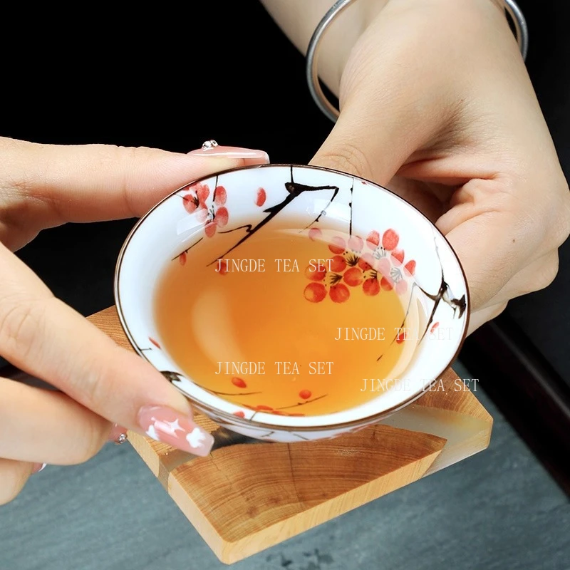 Chinese Ceramic Teacup Retro Kiln Change Small Tea Bowl Handmade Portable Tea Cup Customized Tea Set Gifts Tea Ceremony Supplies