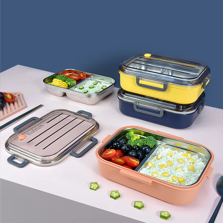 Dropship Portable Hermetic Grid Lunch Box School Children Student Bento Box  With Fork Spoon Leakproof Microwavable Prevent Odor School to Sell Online  at a Lower Price