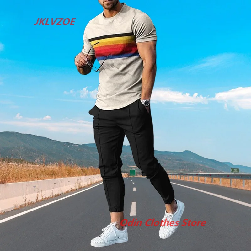 

3D Print Fashion Long Sleeve T Shirt/Pants Tracksuit New Arrival Summer Men Sets Trousers 2 Piece Street Clothes Casual Suit