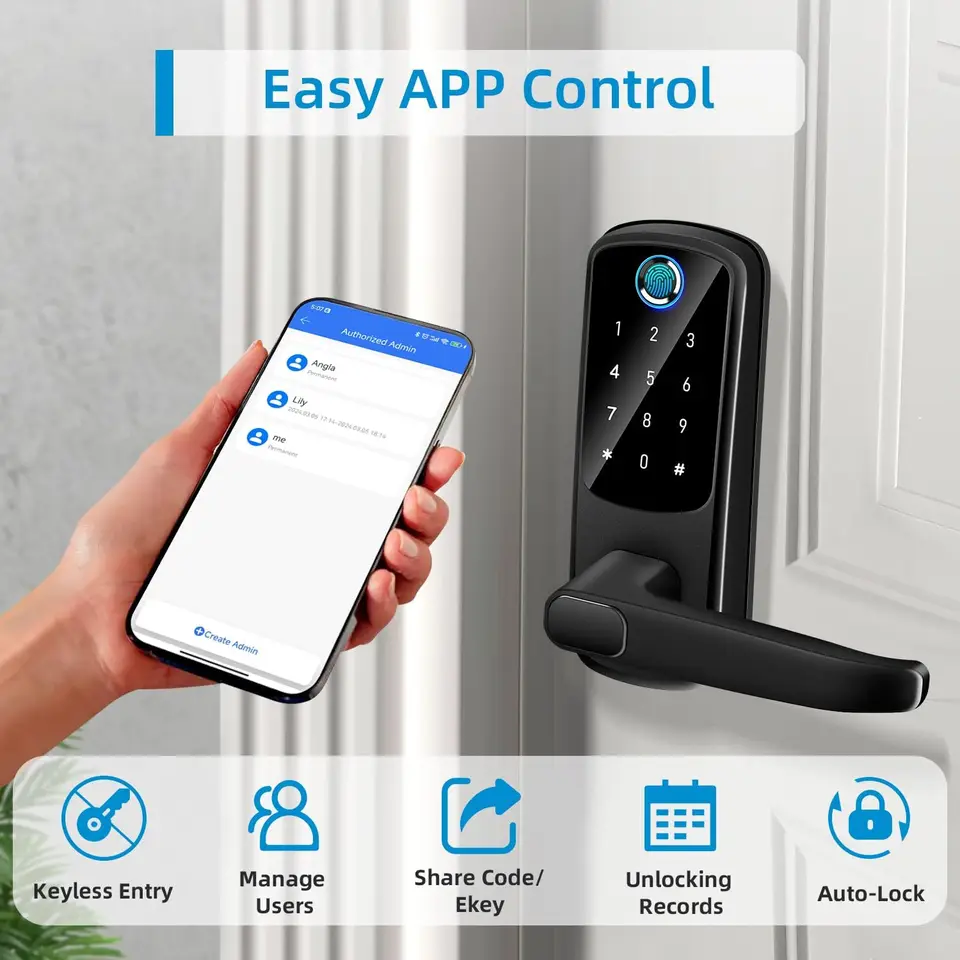 Arpha Fingerprint Door Lock, Door Knobs, Keyless Entry Door Lock With App Contro