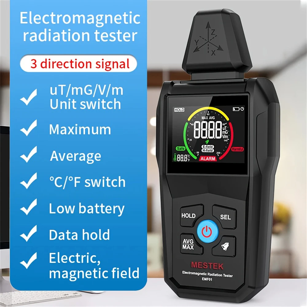 MESTEK EMF01 전자기장 방사선 감지기 고스트 헌팅 디지털 LCD EMF 측정기 (가정, 사무실, 공유기, 전자레인지용)