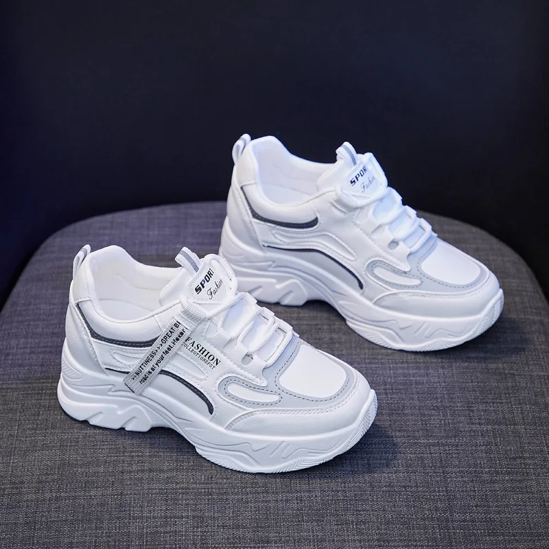 White Sneakers For Women Platform Tennis Female Inner Height Running