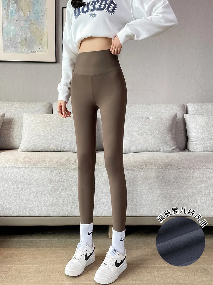 High quality autumn brown elastic small-foot shark pants yoga pants fitness  tights small black women's leggings - AliExpress