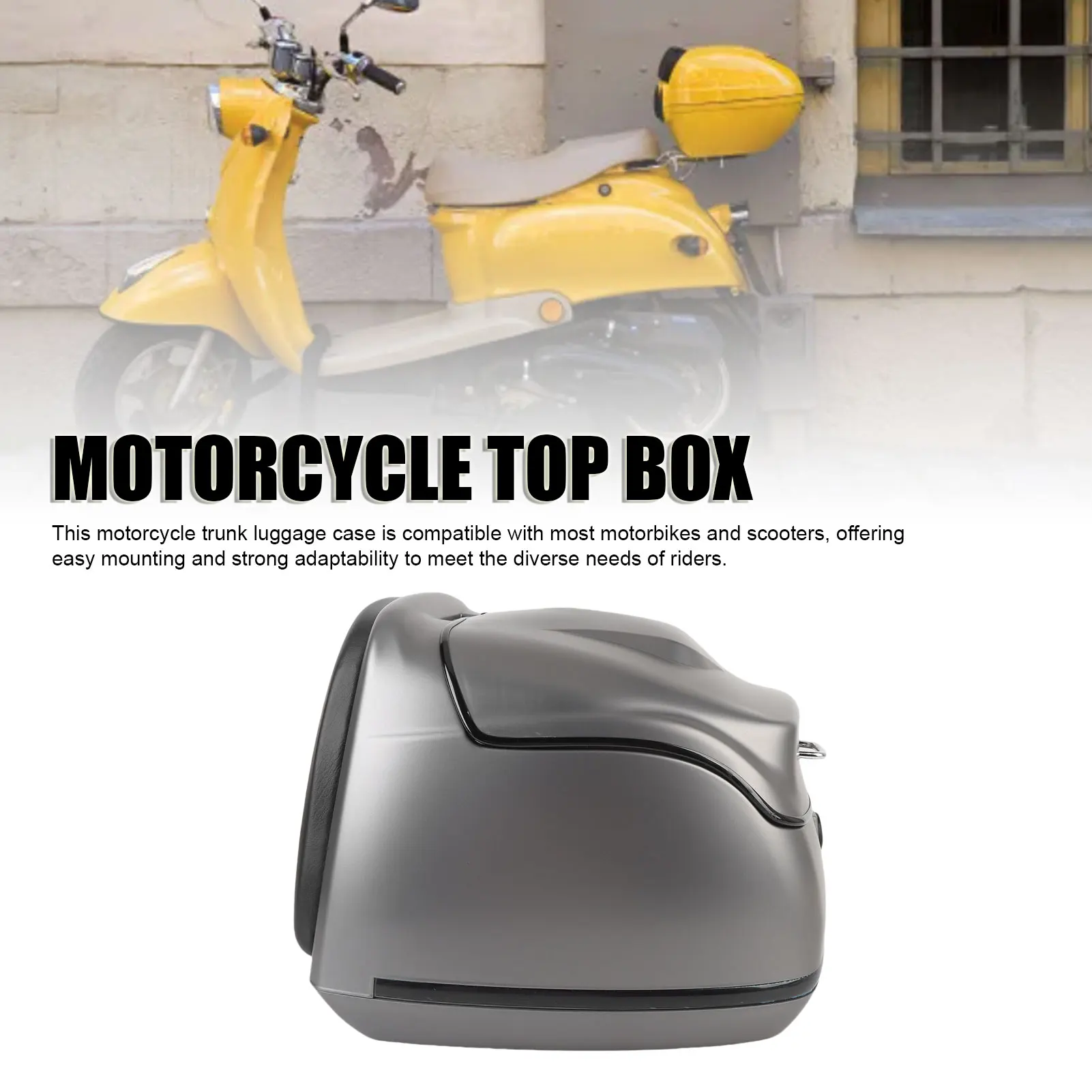Motorcycle Top Box Motorcycle Luggage Trunk Wear Resisting ABS Waterproofing 38L Large Capacity with Key Lock for Helmet Gloves