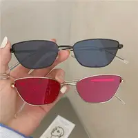 Lunettes de soleil tendance œil de chat pour femmes, marque de luxe, lunettes de soleil de créateur, petite monture en métal, verres colorés, lunettes de soleil pour femmes 2