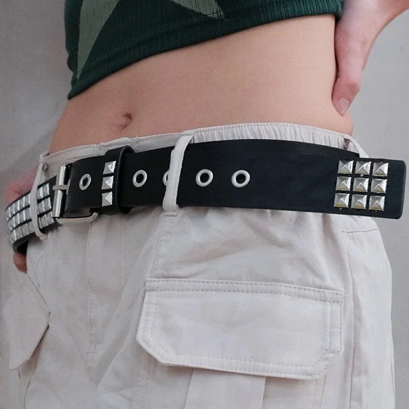 Cintura Stile Gotico Metallo Cintura Con Borchie A Piramide - Pelle Sintetica Punk Rock Per Uomo E Donna Cintura Nera Borchie Metallo