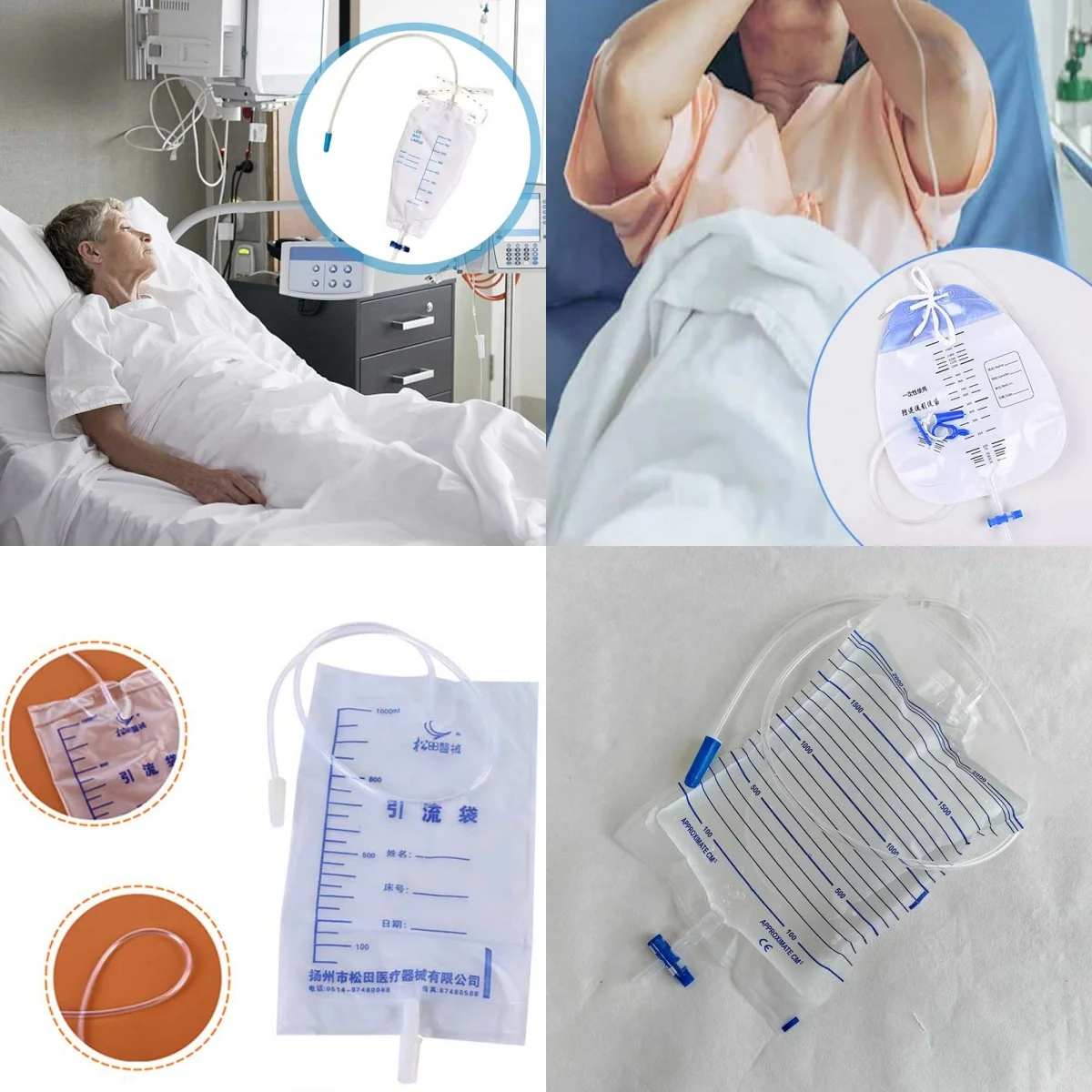1Set 750-2000ml Male Latex Urinal External Drainage Catheter Latex Sleeve Urine Bag Incontinence Elderly Urine Collector Bag