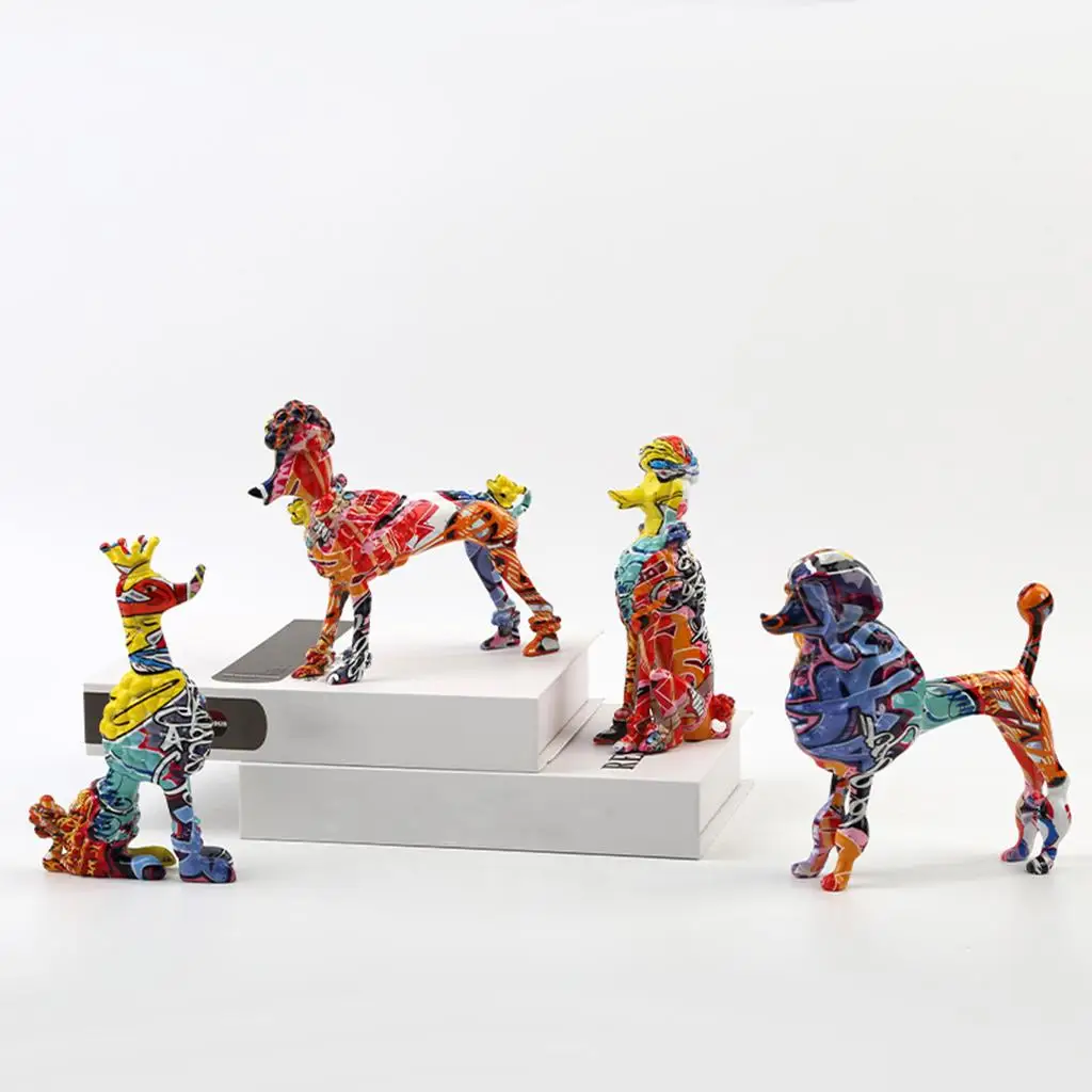 Poodle Figurine Dog Statue Cabinet Ornament Home Decorative Gift Artwork