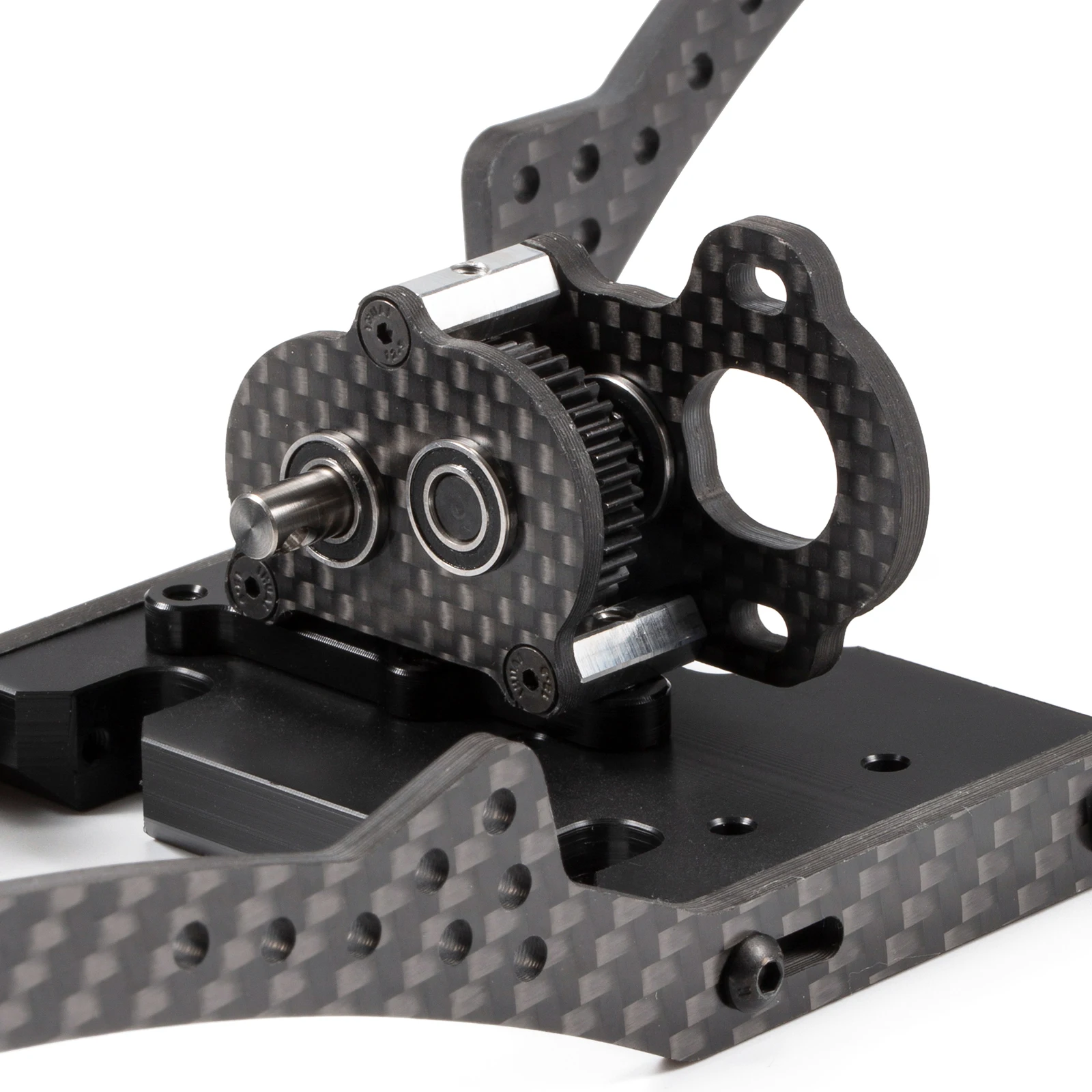 Black Carbon 48P Ultra-Light Portal Transmission Tiny Gearbox 1/10 LCG Chassis Comp Builds Rigs SCX10 III