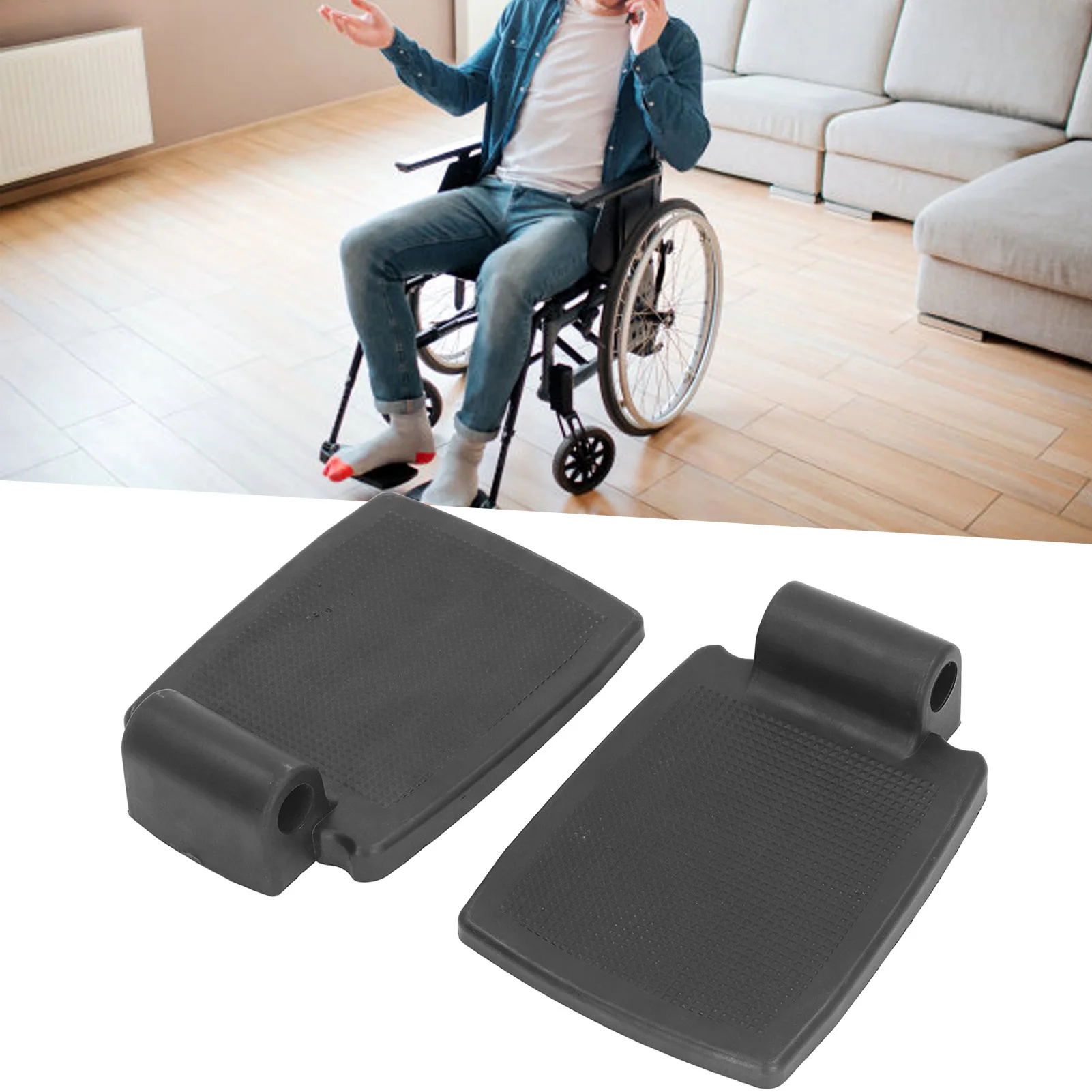 2pcs Wheelchair Foot Pedal Wheelchair Footrest 19 Tube Elevating Legs Textured Surfaces Universal Foot Pedal Replacement Parts