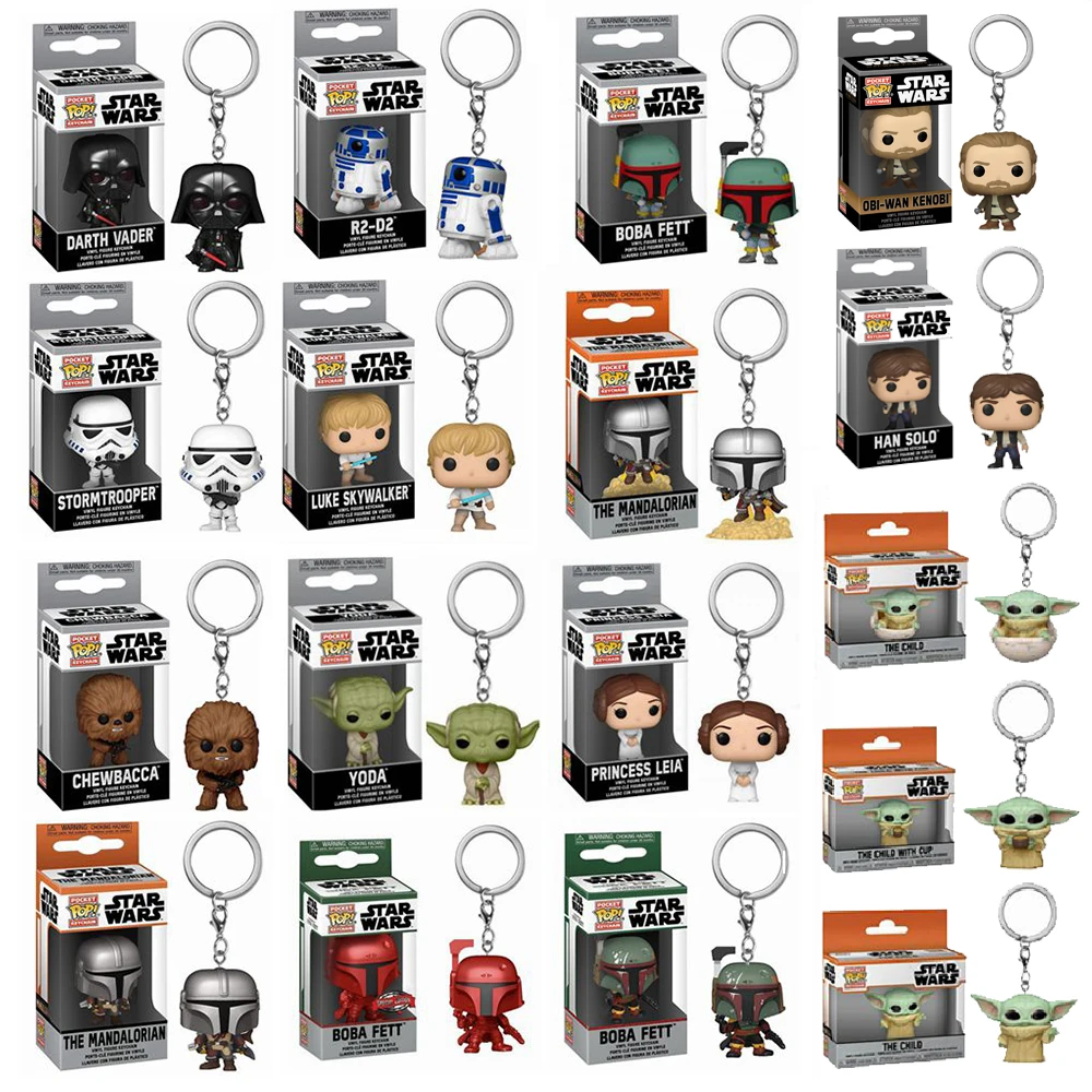 Funko Pop Portachiavi Star Wars The Mandalorian Skywalker Luke Chubacca R2-D2 Yoda The Child Vinyl Action Figures Toys