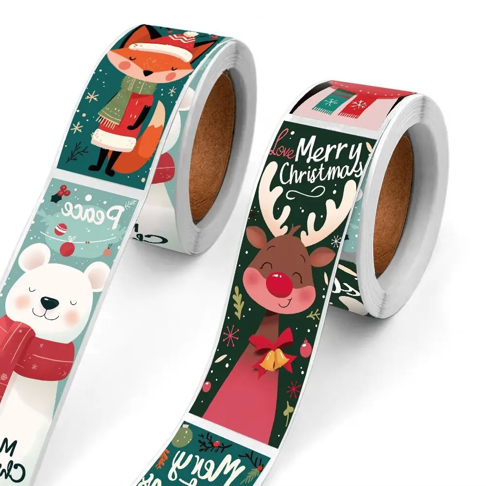 Multicolor Paper Christmas Stickers for Gift Packaging Decoration