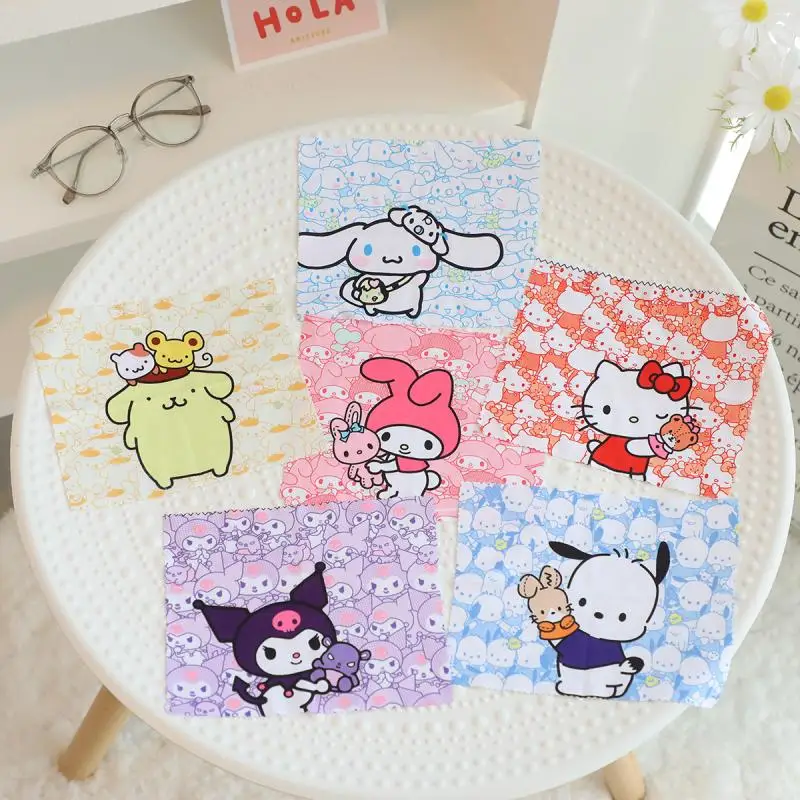 

Kawaii Sanrio Eyeglass Cloth Kuromi Accessories Cute Anime Computer Cell Phone Screen Wipes Cleaning Cloth Toys for Girls Gift