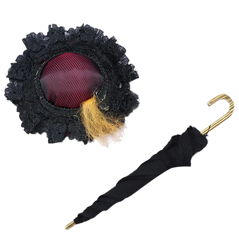 

2Pcs Mini Umbrella Model Mini House Hat Umbrella Micro Scene Adornment