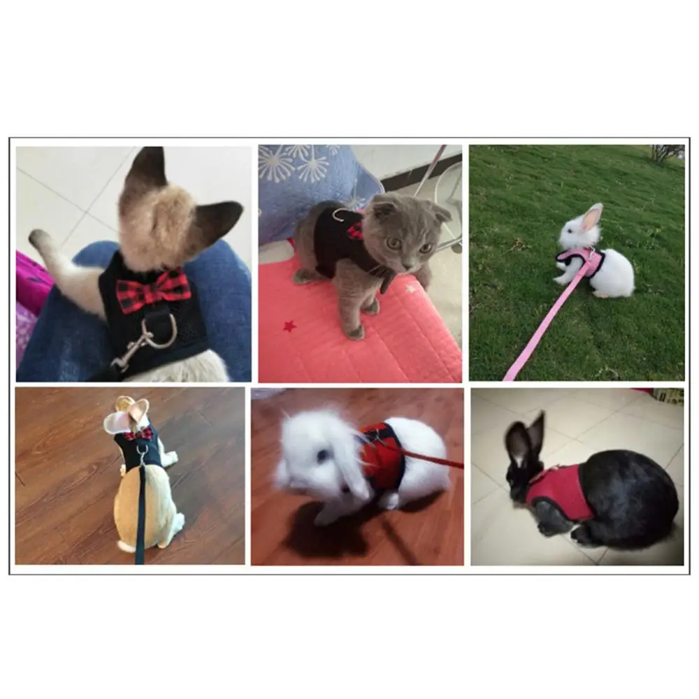 Soft Vest Harness Chest Strap Small Animal Rabbits Hamster Walking Bowknot Mesh Chest Strap
