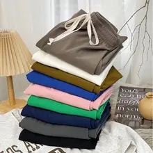 

Women Pull Up Sweatpants Draped Pleated Solid Color High Waist Lace Up Straight Casual Pants Street Versatile Sweatpants