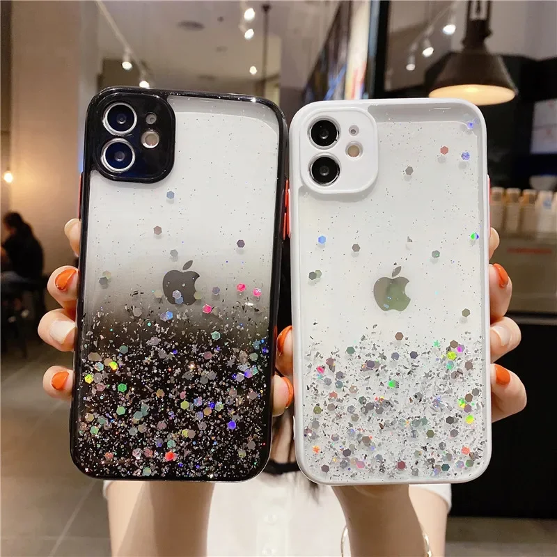 2024 New Unique Star Paillettes Soft Bling Clear Phone Case Per Iphone 13 11 15 Pro Max X Xs Xr 12 14 7 8 Plus Se Cover Antiurto