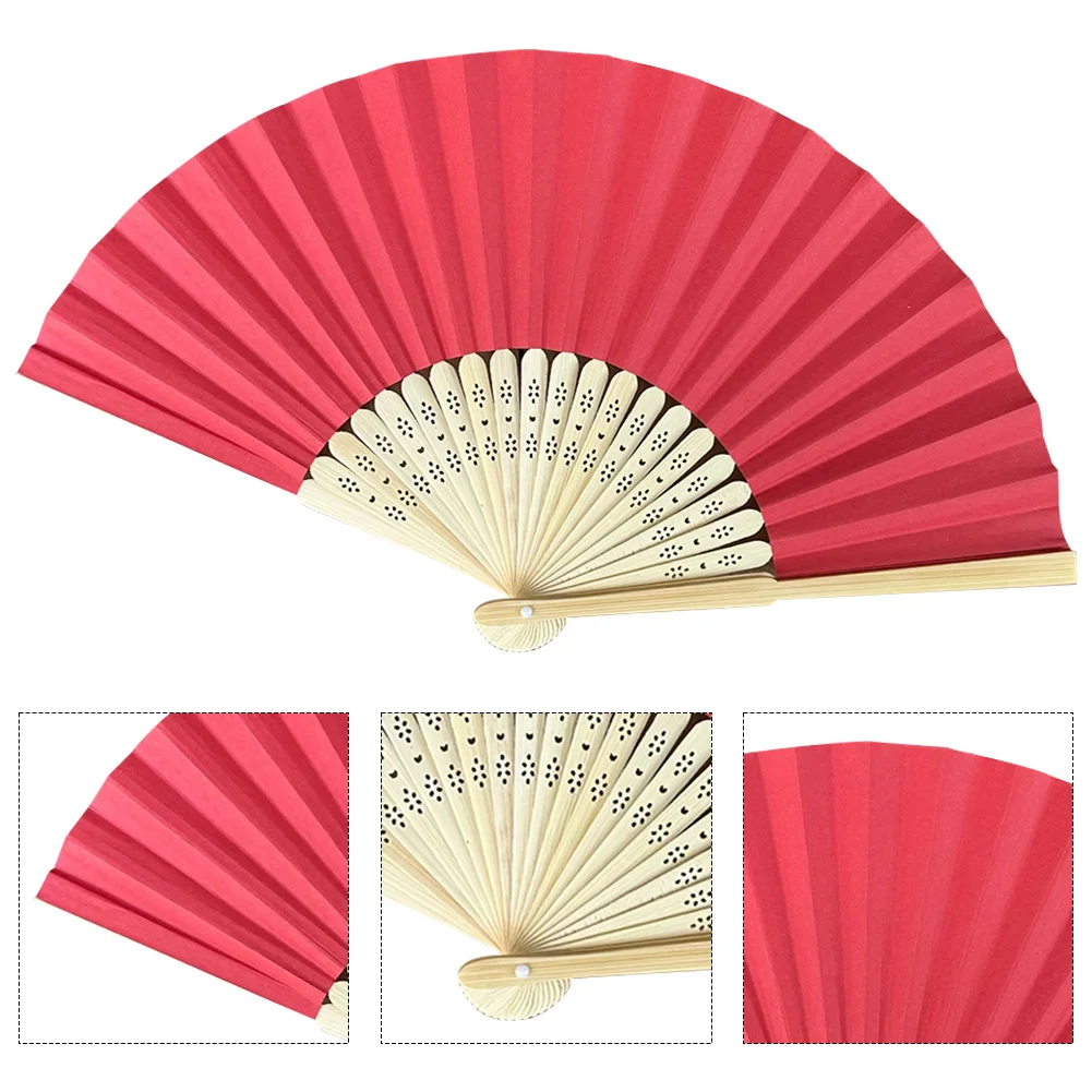 Hand Fan Pocket Folding Fan Solid Color Bamboo Paper Wedding DIY Guest Gift for Wedding Birthday Summer Party