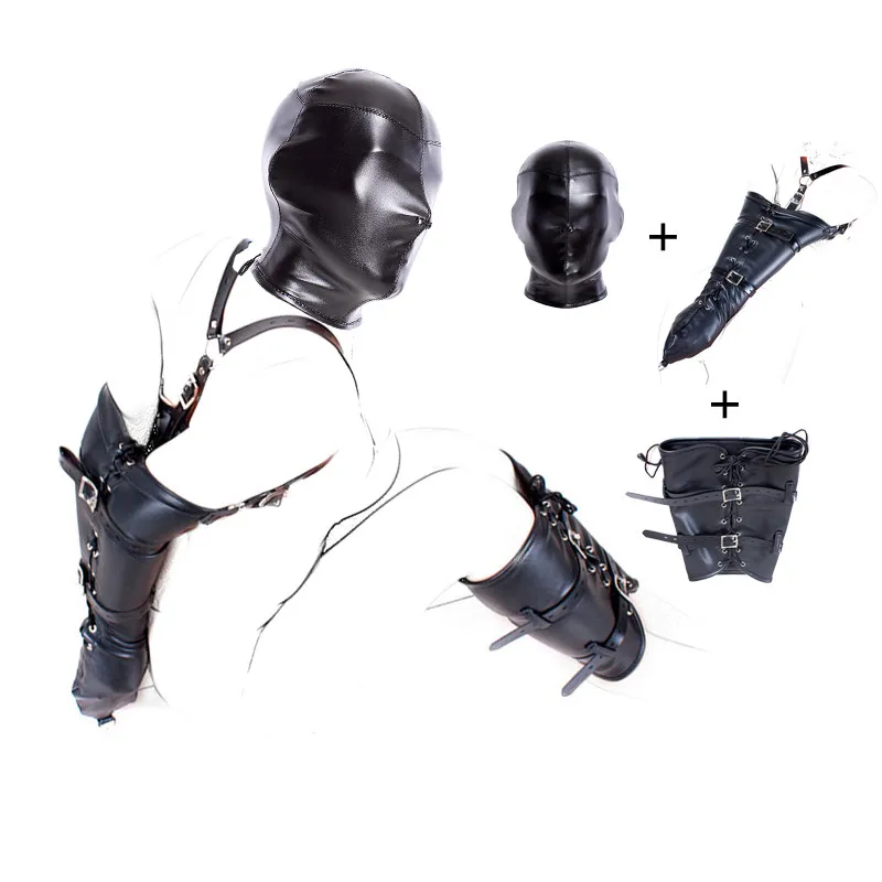 Pu Leather Black Couples Revit Mask Bondage Belt