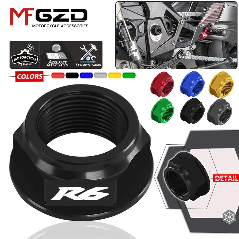 

Motorcycle Accessories CNC M24*1.5 Rear Wheel Axle Nut Screw For YAMAHA YZF-R1 2004-2018 YZF-R6 2006-2017 r1 r6