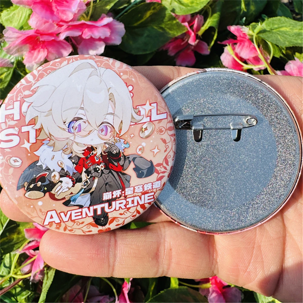 58mm Honkai: Star Rail Tingyun Mydei Aventurine Tribios Anime Game Cosplay COSTUME Badge Pin SPTE Tinplate Brooch Prop Xmas Gift