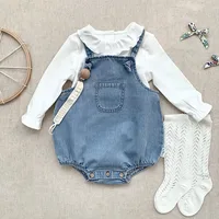 2025 bébé garçon fille barboteuse Cowboy sans manches combinaison enfant en bas âge bébé garçon fille barboteuse couleur unie garçon Costume décontracté bébé barboteuse 6