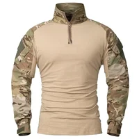 Outdoor Long Sleeve Shirts Combat Shirt 1/4 Zipper Ripstop Cotton Wear-resisting Camo Airsoft Paintball Cotton Tactical Clothing 1