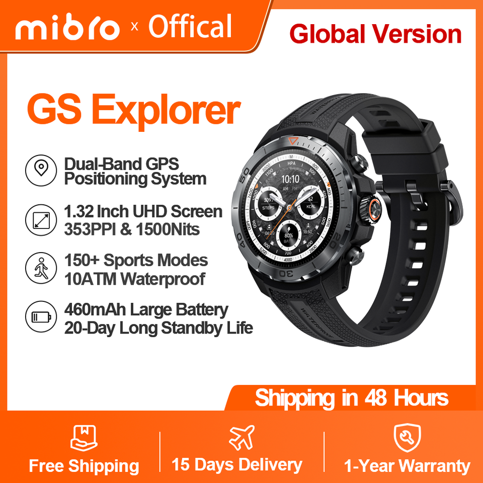 Mibro GS Explorer Smartwatch Rugged Military Grade UHD Screen Altimeter Barometer Compass GPS 10ATM Sports Smart Watch for Men