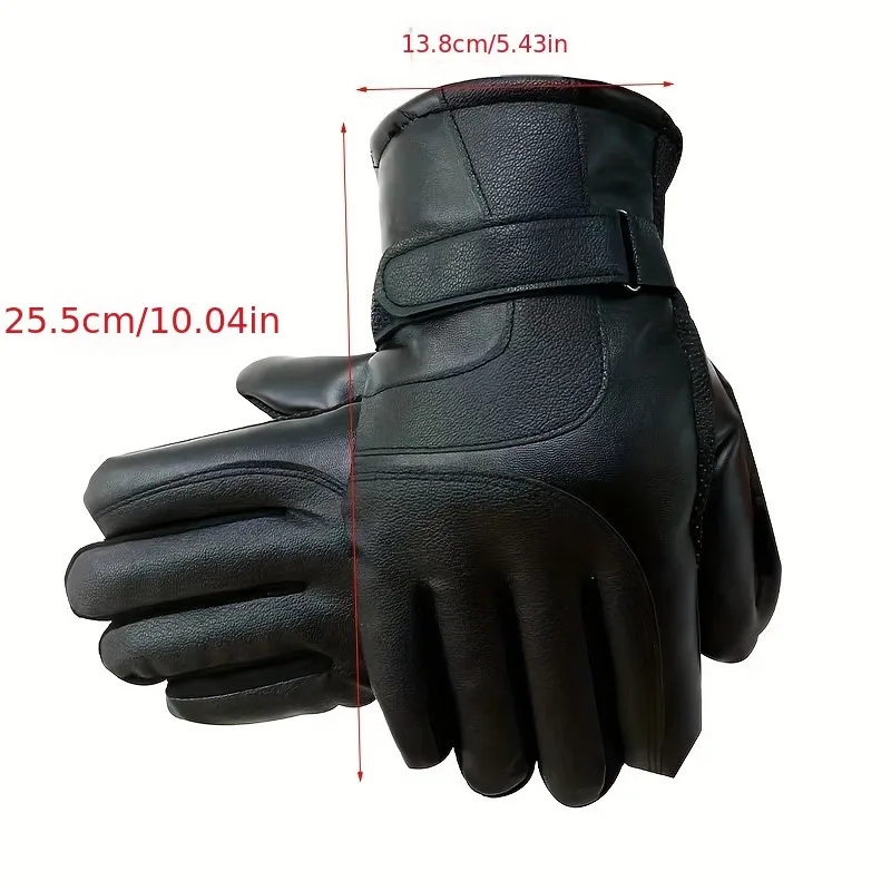 Winter Leather Gloves Waterproof Resistance Cold Male Outdoor Sports Winter Warm Full Gloves Motorcycle Cycle For Men Gloves