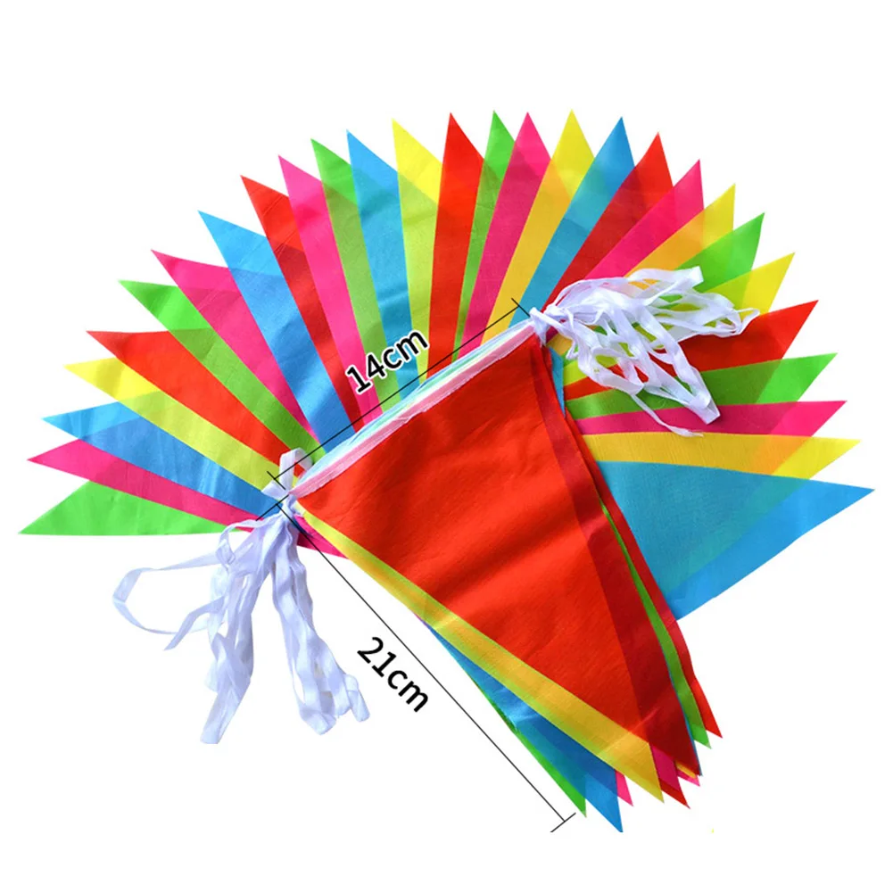 50M Multicolored Triangle Flags Bunting Party Banner Pennant Festival Outdoor Decor For Home Garden Wedding Shop Street Decor
